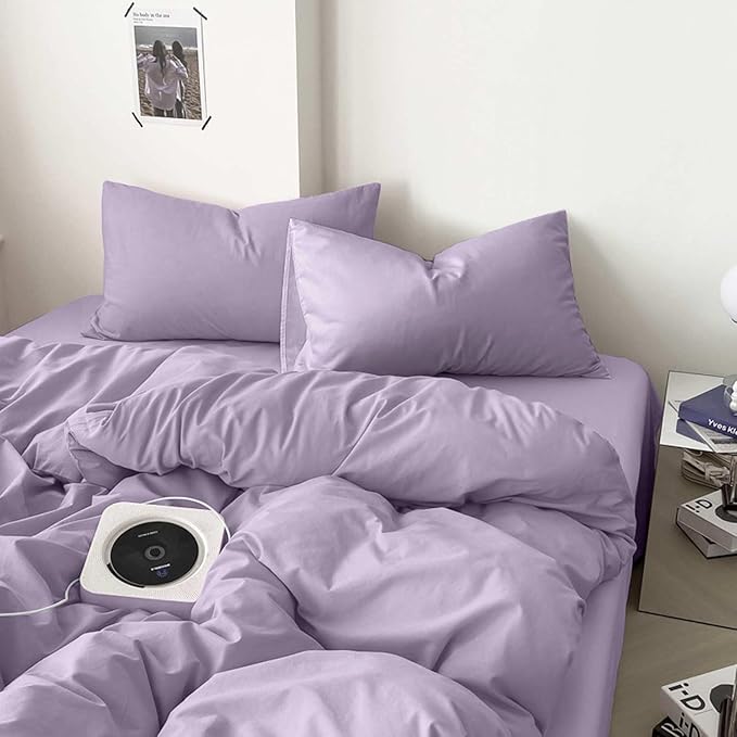 ETDIFFE Light Purple Comforter Set Twin/Twin XL Size, 2pc Lavender Aesthetic Modern Bedding Set - Soft & Lightweight All Season Extra Long Microfiber Down Alternative bed Comforter with 1 Pillow Sham - LeafyLoom