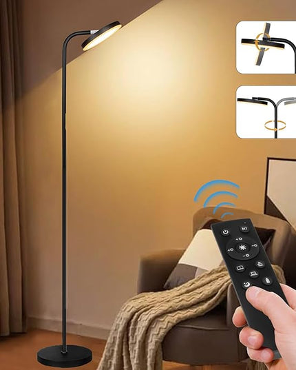 LED Floor Lamp, Upgraded Super Bright Standing Lamp with Remote Touch Control,Stepless Adjust Color Temperatures & Brightness Torchiere Tall Lamp,Rotatable Reading Floor Lamps for Living Room, Bedroom - LeafyLoom