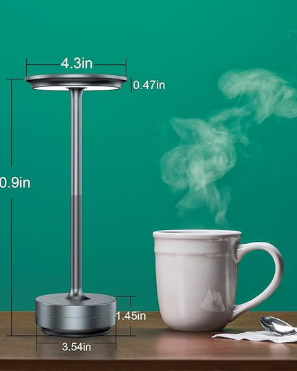 Cordless Table Lamp,LED Battery Operated 3-Level Dimming Portable Outdoor Cordless Lamp,Rechargeable Table Lamp for Restaurant,Nightstand,Touch Eye Protection Night Light (Space Grey) - LeafyLoom