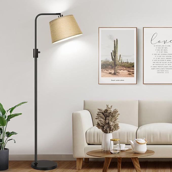 Nintiue Dimmable Floor Lamp, 1000 LM LED Edison Bulb Included, Arc Floor Lamps for Living Room Modern Standing Lamp Tall Lamps for Living Room Bedroom-Champagne - LeafyLoom