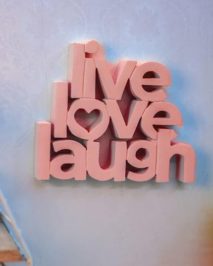 Live Love Laugh Pink Showpiece Home Decor Items for Bedroom Living Room Decoration Items for Center Table Décor Book Shelf Decor Birthday Gift Items (6.5 x 5.60 Inch) - LeafyLoom
