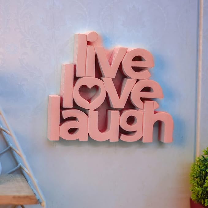 Live Love Laugh Pink Showpiece Home Decor Items for Bedroom Living Room Decoration Items for Center Table Décor Book Shelf Decor Birthday Gift Items (6.5 x 5.60 Inch) - LeafyLoom