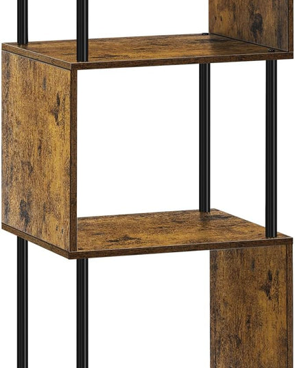 ETELI 4 Tier Bookshelf S-Shaped Small Bookcase Modern Freestanding Multifunctional Wooden Book Shelves for Farmhouse, Living Room, Bedroom, and Home Office - LeafyLoom
