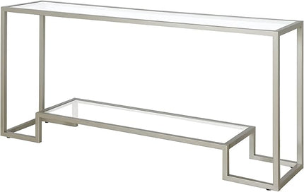 Henn&Hart 64" Wide Rectangular Console Table in Satin Nickel, Entryway Table, Accent Table for Living Room, Hallway - LeafyLoom