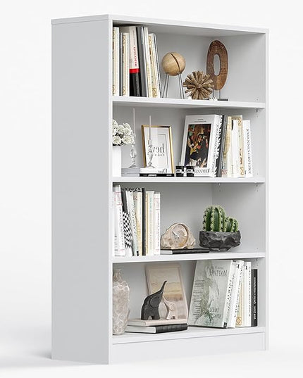 Farini 4 Shelf boockase Display Bookcase Freestanding Wooden Bookshelves for Home Office Living Room,48 Inch Height,White - LeafyLoom