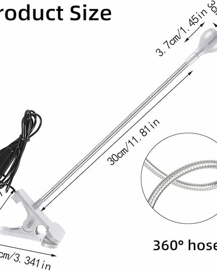 UV Nail Lamp, UV Light for Nails UV LED Light Fixtures with Gooseneck and Clamp Mini Desk Light Clamp Portable Gooseneck for Outdoor Stall Gel Nail Curing, 5V USB Input (Slive,Round Head) - LeafyLoom