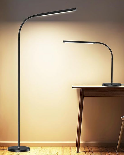 Floor Lamp,9W Bright LED Standing Lamp with 3000K-6000K Adjustable 4 Color Temperature,Touch Control Dimmable Modern Task Floor Lamp with Timing for Living Room Bedroom Office - LeafyLoom