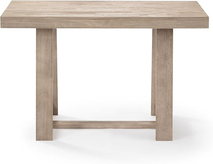 Plank+Beam 48 Inch Farmhouse Dining Table, Rustic Solid Wood Kitchen Table, Dinner Table for Dining Room, Home Office Furniture, Seashell Wirebrush - LeafyLoom