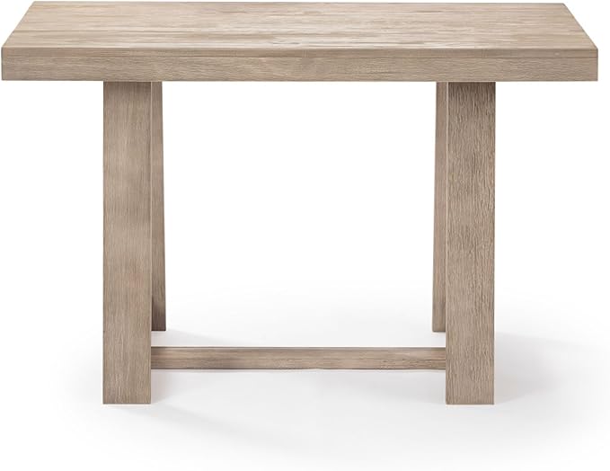 Plank+Beam 48 Inch Farmhouse Dining Table, Rustic Solid Wood Kitchen Table, Dinner Table for Dining Room, Home Office Furniture, Seashell Wirebrush - LeafyLoom