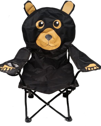 Kids Folding Camp Chair with Cup Holder and Carry Bag - Black Bear - LeafyLoom
