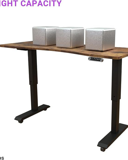 Electric Sit Dual Motor Height Adjustable, Memory Stand Up Desk with Drawer, Ideal for Daily Use at Home Office, Bedroom, 63x30 Inch, Dark Brown - LeafyLoom