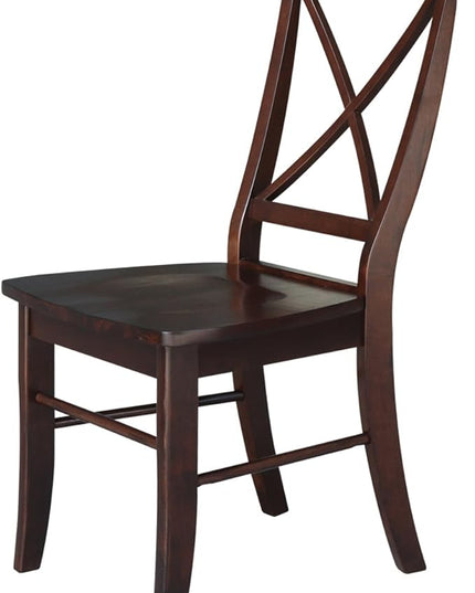 International Concepts X- Back Chair, with Solid Wood Seat, Java - LeafyLoom