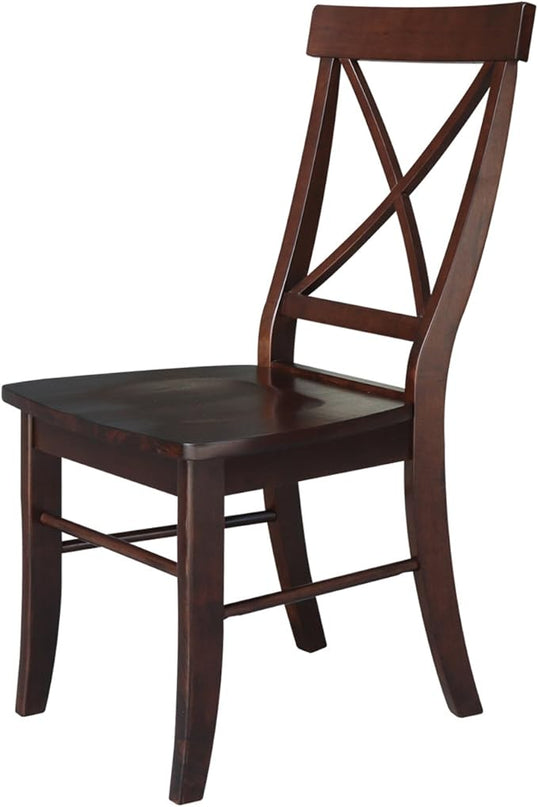 International Concepts X- Back Chair, with Solid Wood Seat, Java - LeafyLoom
