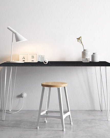 Kaboon Universal Tabletop 45"x20", Solid One-Piece Melamine Table Top, Double Desk L-Desk Floating Desk DIY, Home and Office,Cloud Atlas/Black Marble - LeafyLoom