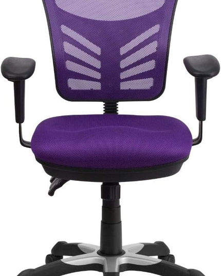 Flash Furniture Nicholas Mid-Back Swivel Office and Gaming Chair, Ergonomic Mesh Office Chair with Adjustable Lumbar Support and Height, Purple - LeafyLoom