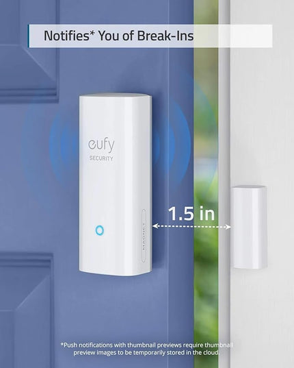 eufy Security Entry Sensor, Detects Opened and Closed Doors or Windows, Door Monitoring, Sends Alerts, Triggers Siren, 2-Year Battery Life, Indoor Use Only, Requires HomeBase, 24/7 Monitoring Optional eufySecurity