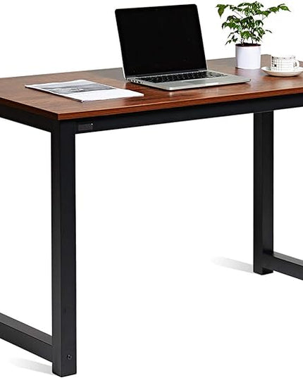 Computer Desk 47" PC Laptop Study Table Office Desk Workstation for Home Office,with Leg Bars,Modern Industrial Style,Sandalwood Board Black Leg - LeafyLoom