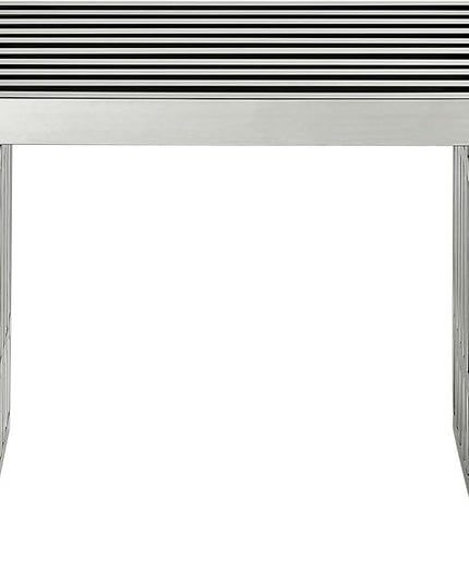 Modway Gridiron Stainless Steel Large and Small 2-Piece Bench Set - LeafyLoom