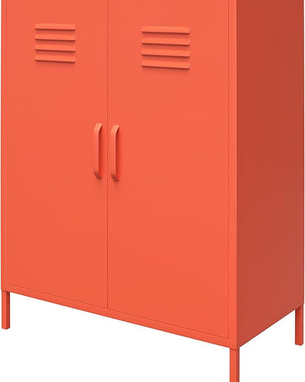 Novogratz Cache 2 Door Metal Locker Storage Cabinet, Orange - LeafyLoom