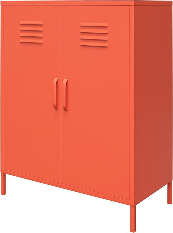 Novogratz Cache 2 Door Metal Locker Storage Cabinet, Orange - LeafyLoom