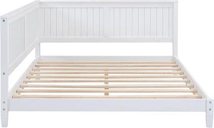 Bellemave Full Size Wood Daybed, Wood DayBed Sofa Bed Frame for Living Room & Bedroom,Solid Wood Daybed Full Size Sofa Bed Frame with Wood Slat Support,No Box Spring Needed,White - LeafyLoom