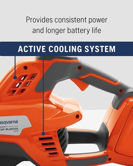 Husqvarna Leaf Blaster 350iB Battery Powered Cordless Leaf Blower, 200-MPH 800-CFM Battery Leaf Blower with Brushless Motor and Quiet Operation, 40V Lithium-Ion (Battery and Charger not Included) - LeafyLoom