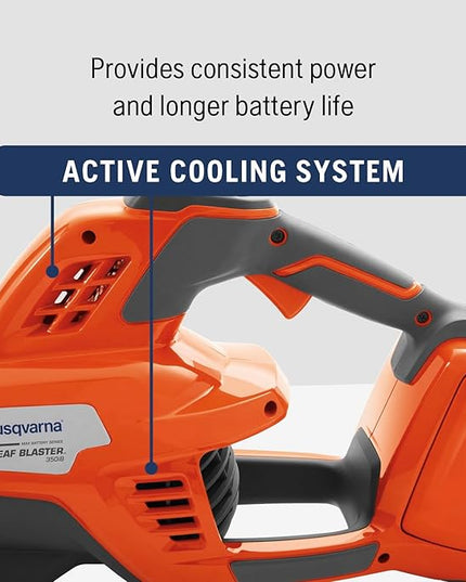 Husqvarna Leaf Blaster 350iB Battery Powered Cordless Leaf Blower, 200-MPH 800-CFM Battery Leaf Blower with Brushless Motor and Quiet Operation, 40V Lithium-Ion Battery and Charger Included - LeafyLoom