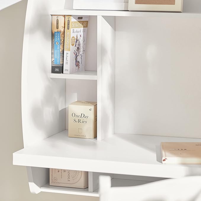 Haotian Folding Home Office Table Desk Workstation Computer Desk with Storage Shelves, Trestle Desk, White FWT18-W - LeafyLoom