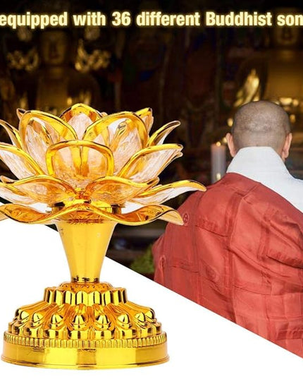 GLOGLOW Buddha Machine, LED Lotus Lamp Buddha Lamp Prayer Machine Prayer Machine with 36 Songs (without Battery) - LeafyLoom