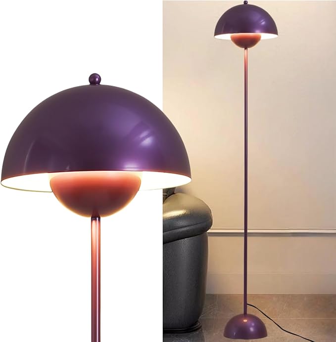 COSYLUX Modern Floor Lamp for Living Room, Industrial Tall Standing Lamp for Bedroom, Metal Shade Reflecting Light reading Floor Lamp for Office, Nursery Room, Corner(Pearl Purple) - LeafyLoom