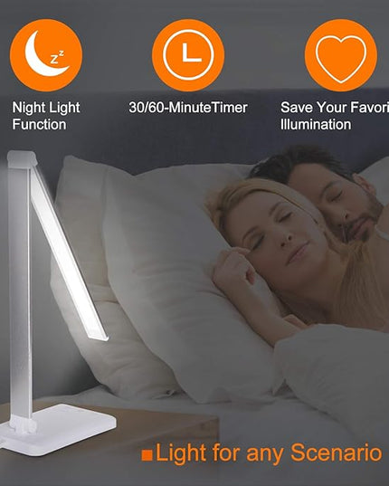 LED Desk Lamp, Eye-Caring Stepless Dimmable Office Table Lamp with USB Charging 4000mAh Battery, Foldable,Touch, 30/60minsTimer,5 Lighting Modes with 5 Brightness Levels - LeafyLoom