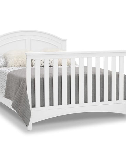 Delta Children Perry 6-in-1 Convertible Crib - Greenguard Gold Certified, Bianca White + Simmons Kids Radiant Sky Dual Sided Baby Crib Mattress and Toddler Mattress (Bundle) - LeafyLoom