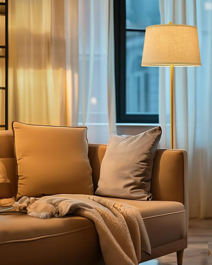 Oneach 61.75" Modern Floor Lamp for Living Room Tall Lamp for Bedroom Gold Floor Lamp with Rotary Switch Industrial Standing Lamp Floor Lamp for Nursery Study Room Office - LeafyLoom