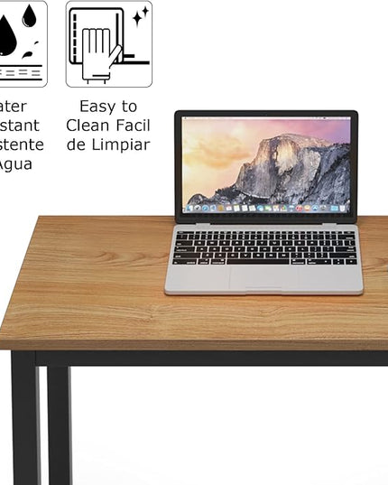 sogesfurniture 55.1 inches Office Desk Computer Desk Gaming Desk Computer Table Sturdy Writing Workstation for Home Office, Teak+Black - LeafyLoom