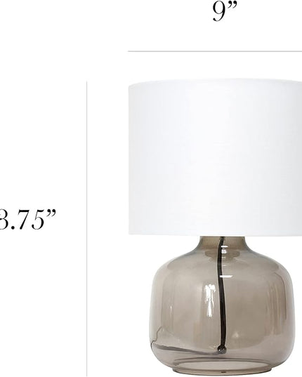 Simple Designs LT2064-SMW Smokey Glass Table Lamp with White Fabric Shade (Pack of 4) - LeafyLoom