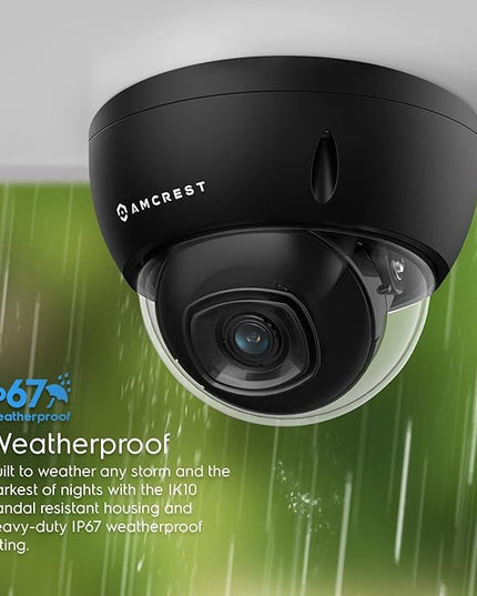 Amcrest 5MP POE Camera, Outdoor Vandal Dome Security POE IP Camera, 5-Megapixel, 98ft NightVision, 2.8mm Lens, IP67, IK10 Resistance, MicroSD 256GB (Sold Separately), Cloud, NVR (IP5M-D1188EB-28MM) Amcrest