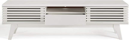 Modway Render Mid-Century Modern Low Profile 59 Inch TV Stand in White - LeafyLoom