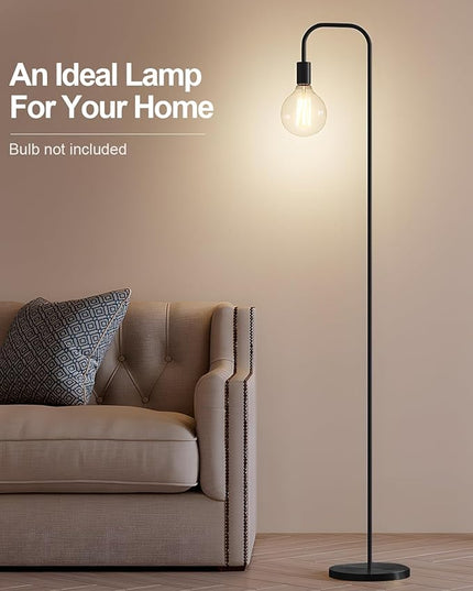 Oneach Black Floor Lamp 63.75" Industrial Floor Lamp, On/Off Footswitch,Modern Floor Lamp for Living Room Bedroom Reading Office Metal Minimalist Standing Lamp Tall Pole Lamps - LeafyLoom