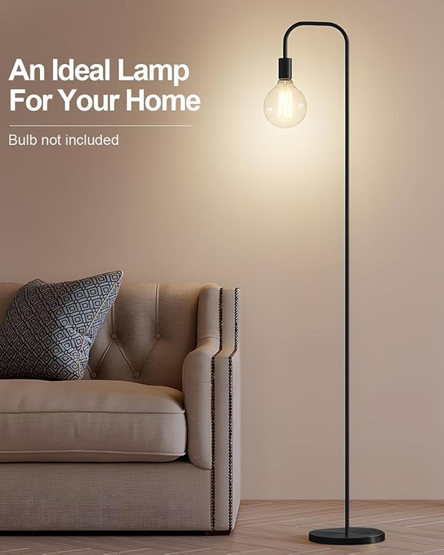 Oneach Black Floor Lamp 63.75" Industrial Floor Lamp, On/Off Footswitch,Modern Floor Lamp for Living Room Bedroom Reading Office Metal Minimalist Standing Lamp Tall Pole Lamps - LeafyLoom