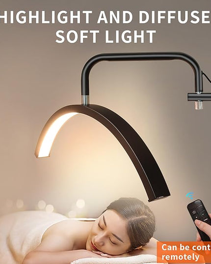 Lash Light Eyelash LED Floor Light Moon Light lash tech for Lash Extension, Half Moon Light for Beauty - Skincare,Lashes,Eyebrows,Facial,Tattoo, Adjustable Brightness for Lash lamp (Black) - LeafyLoom