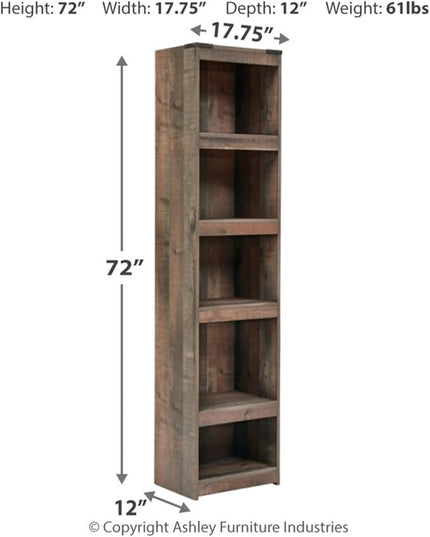 Signature Design by Ashley Trinell Rustic Entertainment Center Pier Bookcase with 3 Adjustable Shelves, Natural Brown - LeafyLoom