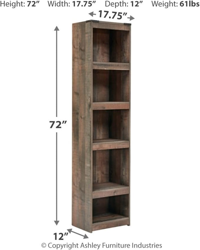 Signature Design by Ashley Trinell Rustic Entertainment Center Pier Bookcase with 3 Adjustable Shelves, Natural Brown - LeafyLoom