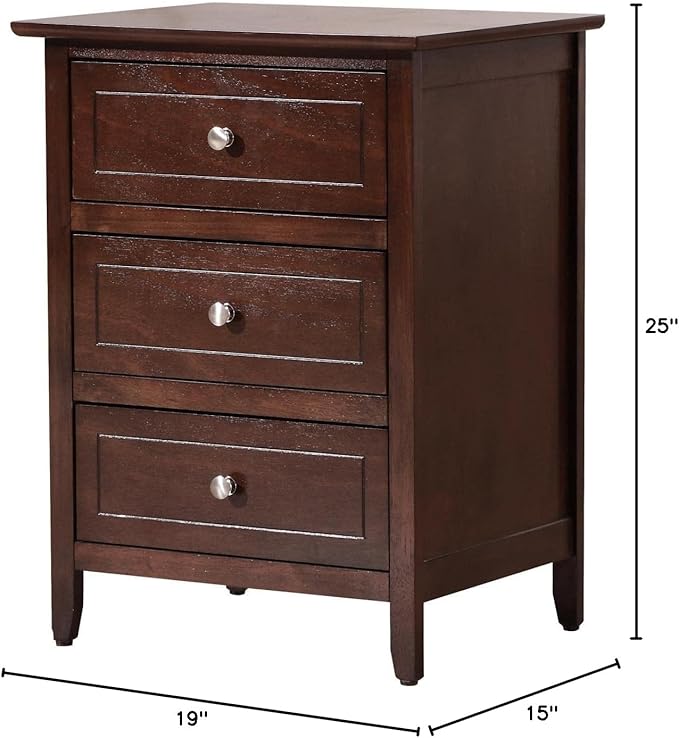 Glory Furniture Daniel 3 Drawer Nightstand in Cappuccino - LeafyLoom