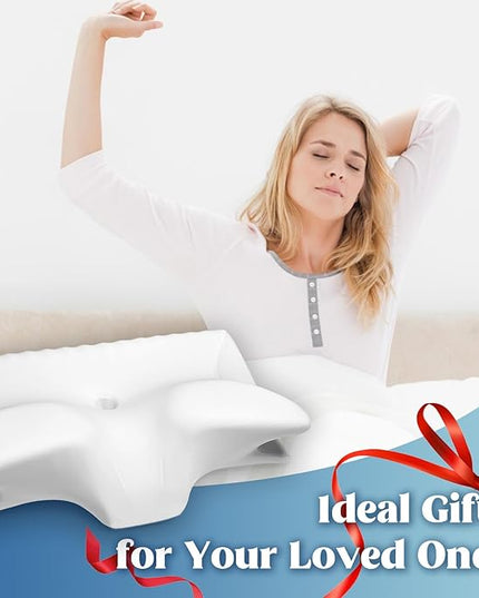 Cervical Pillow for Neck Pain Relief, Cooling Contour Memory Foam Pillows Support Odorless Ergonomic Neck Pillow Adjustable Orthopedic Bed Pillow for Side Back Stomach Sleeper with Pillowcase - LeafyLoom