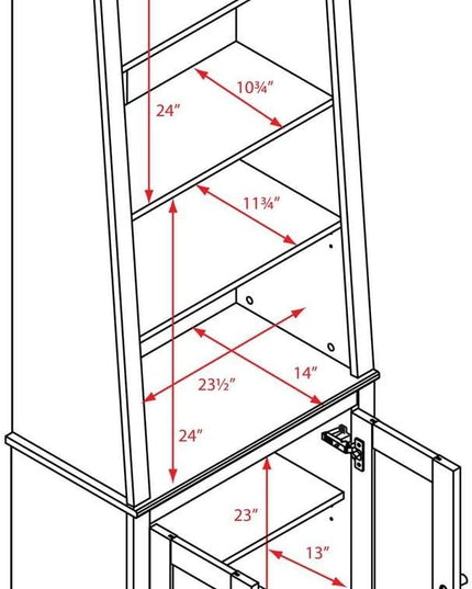 PREPAC Espresso Tall Slant-Back Bookcase with 2 Shaker Doors - LeafyLoom