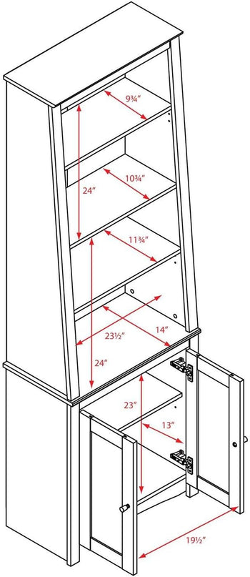 PREPAC Espresso Tall Slant-Back Bookcase with 2 Shaker Doors - LeafyLoom