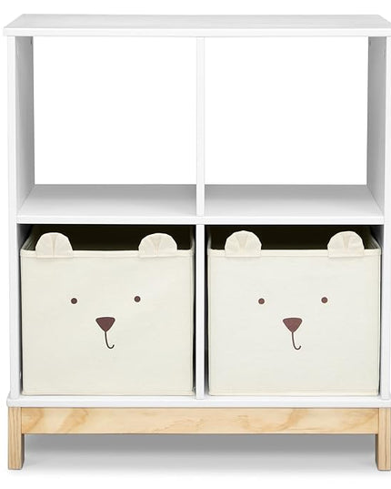 Delta Children babyGap Tate 4-in-1 Convertible Crib + Brannan Bear Bookcase with Bins + Brannan Bear Wall Shelf with 4 Hooks, Bianca White/Natural (Bundle) - LeafyLoom