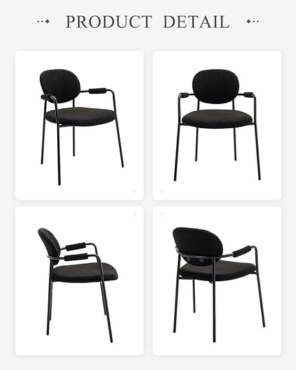 COLAMY Modern Accent Dining Chairs Set of 4, Boucle Dining Chairs with Arms, Comfy Small Sherpa Dining Armchairs with Back for Kitchen, Dining Room, Restaurant, Black - LeafyLoom