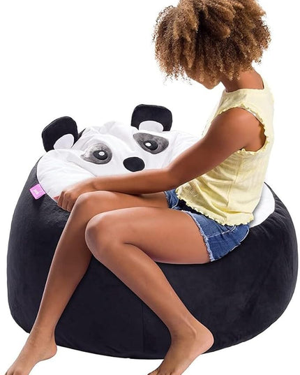 Posh Creations Cute Soft and Comfy Bean Bag Chair for Kids, Animal - Panda - LeafyLoom