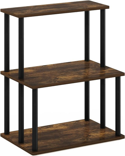 Furinno Turn-N-Tube 3-Tier Toolless Kitchen Storage Shelf, Amber Pine/Black - LeafyLoom